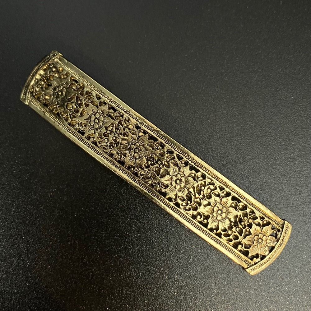 1928 Hair Jewelry Barrette Womens Gold Floral Filigree New Vintage Style